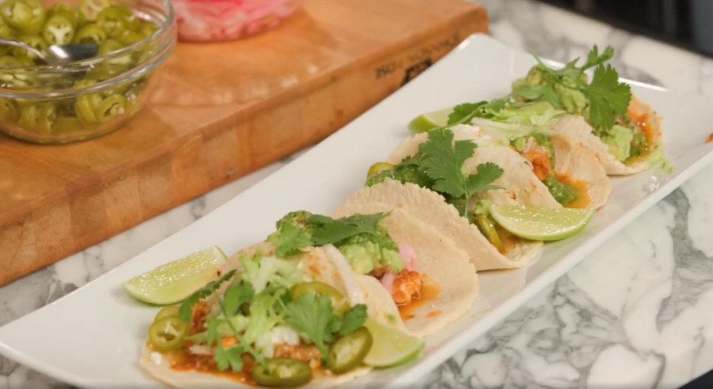 saucy chicken tinga tacos