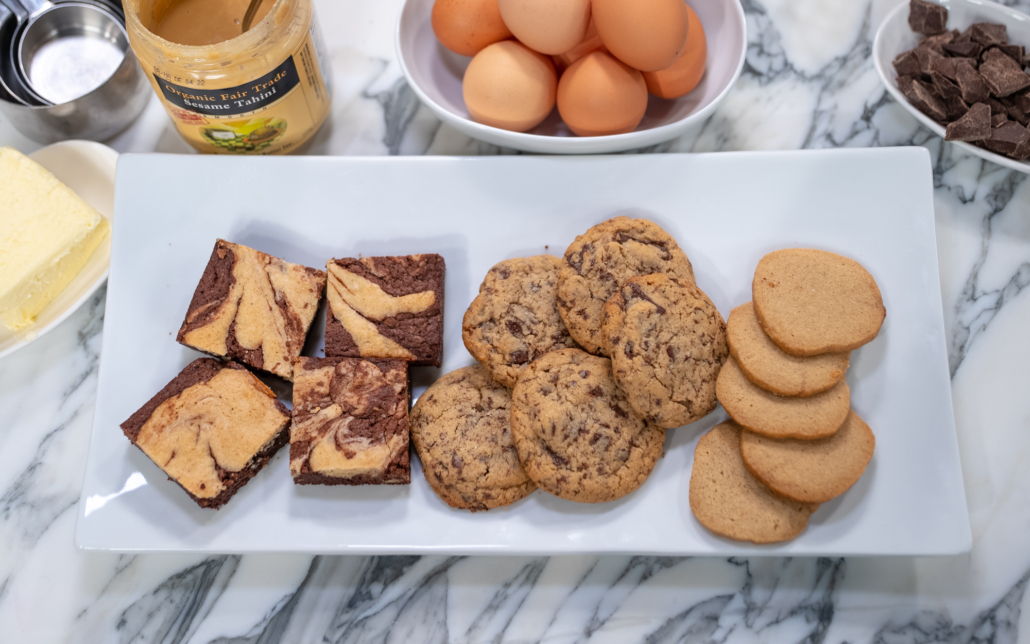 tahini brownies and cookies