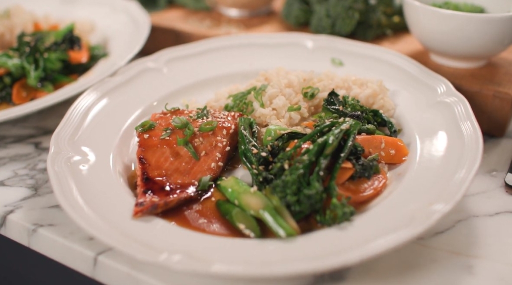 Japanese inspired air fryer Teriyaki salmon