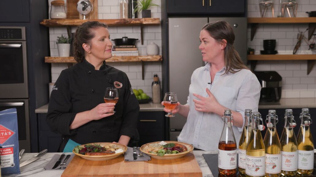 Chef Heidi with Shanyn Ward from Liquor Plus on Episode 4 of Cookin' on the Coast