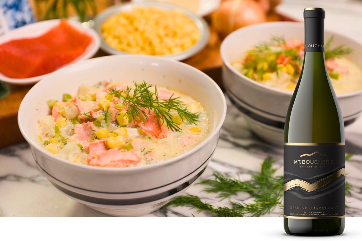 Mt. Boucherie Reserve Chardonnay with West Coast Salmon Chowder